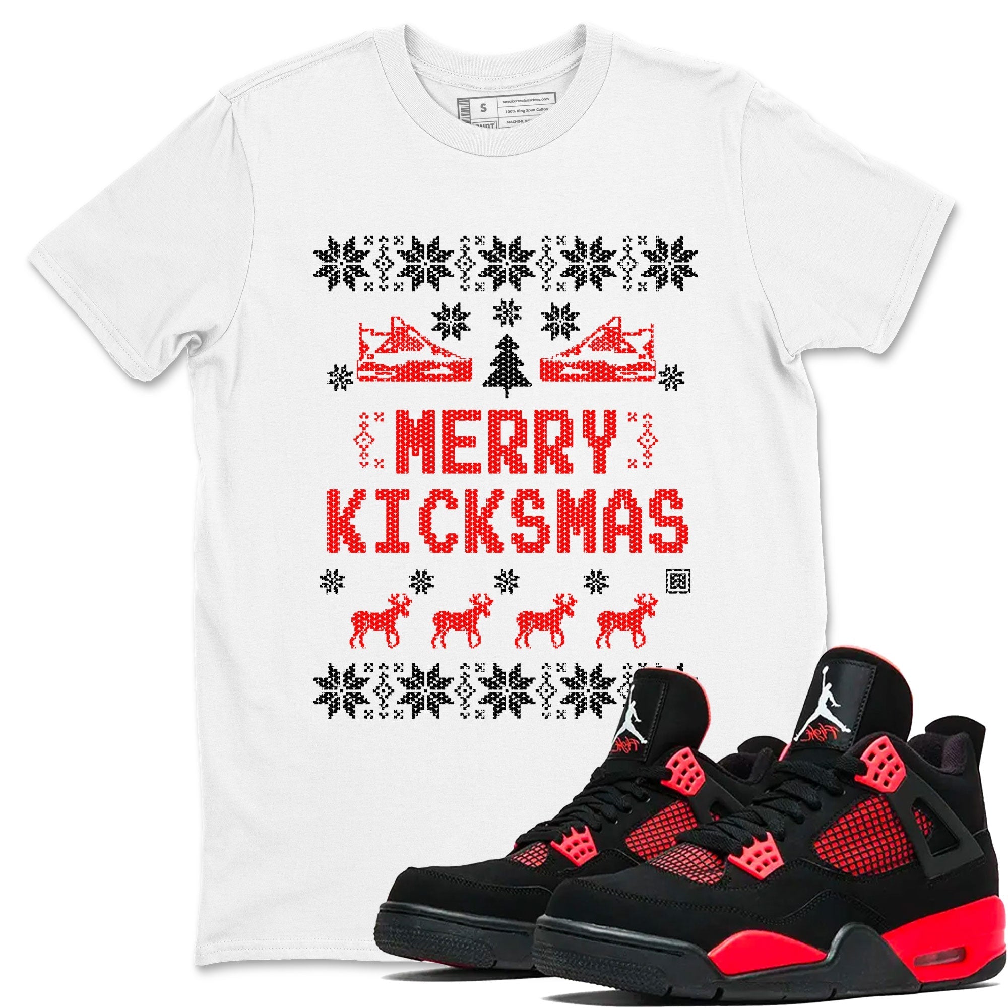 Merry Kicksmas snkmatch Tees - Air Jordan 4 Red Thunder
