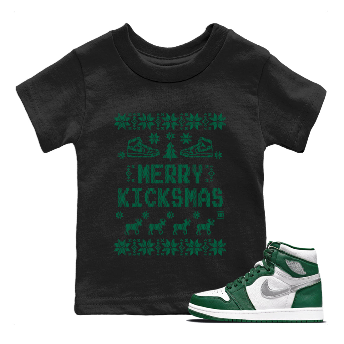 Merry Kicksmas Kids Tops - Air Jordan 1 Gorge Green
