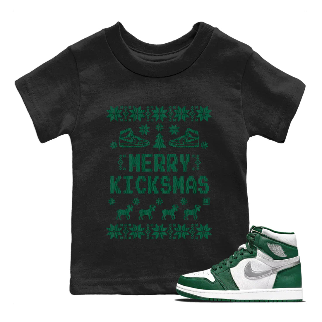 Merry Kicksmas Kids Tops - Air Jordan 1 Gorge Green