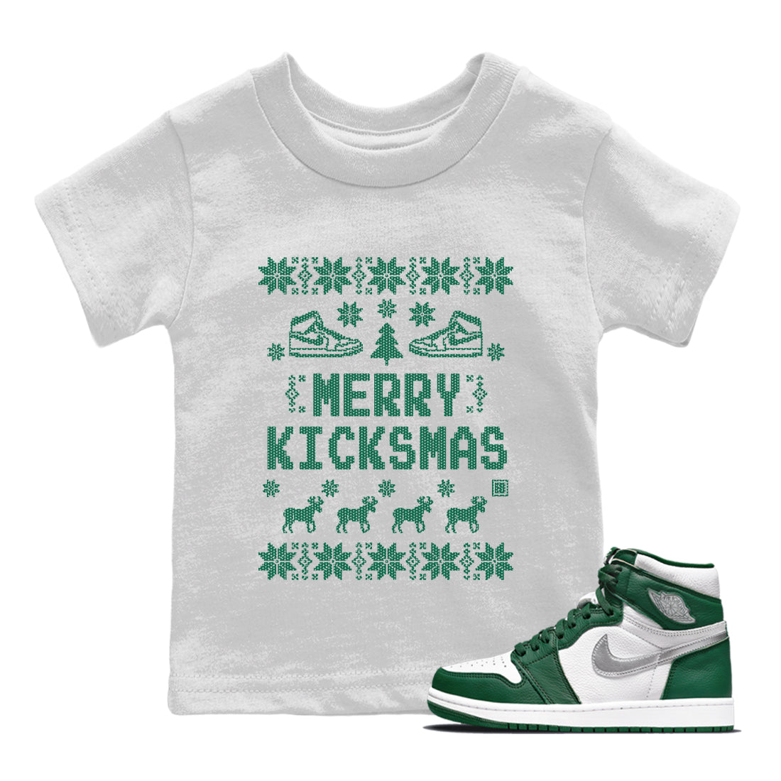 Merry Kicksmas Kids Tops - Air Jordan 1 Gorge Green