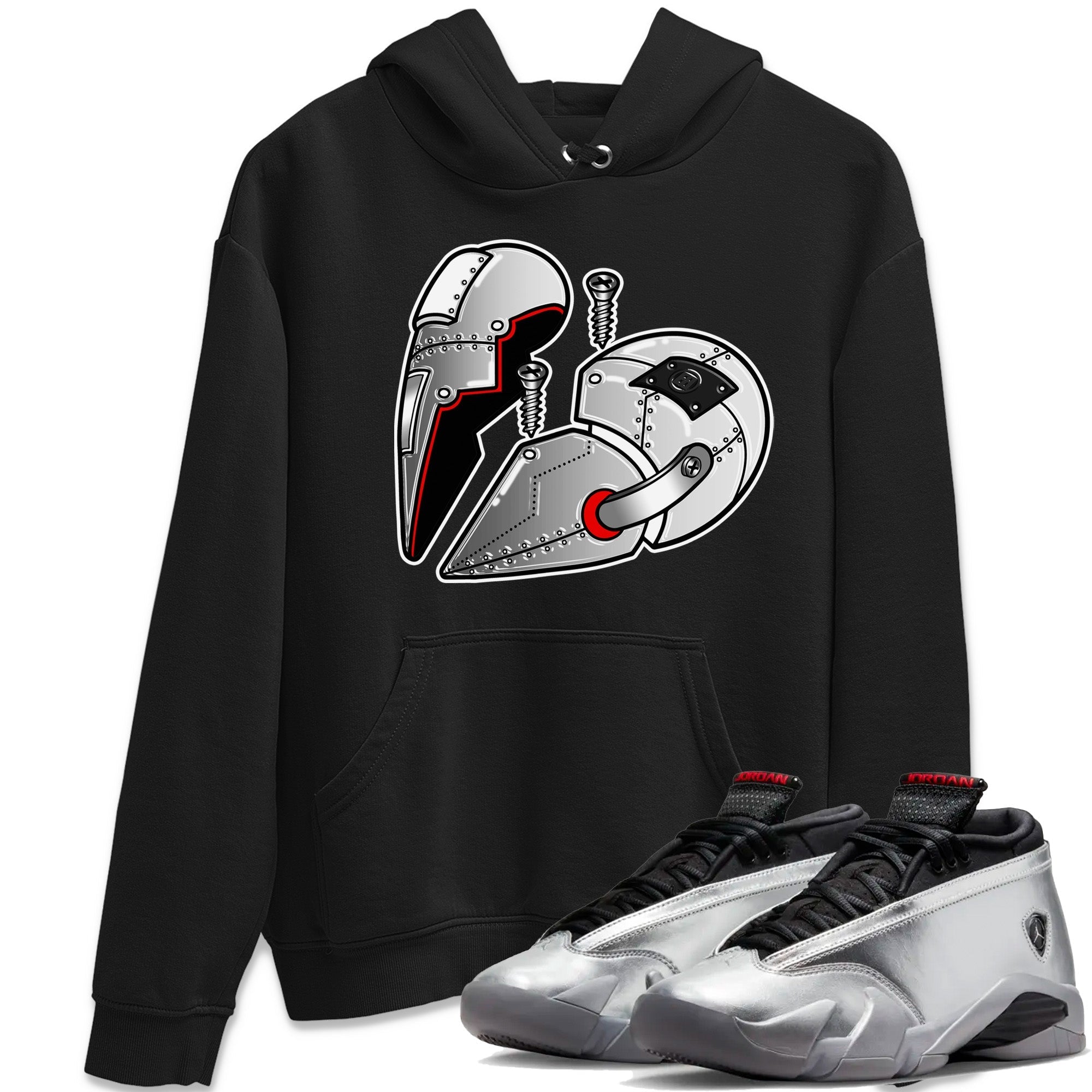 Metal Heart Unisex Tops - Air Jordan 14 Metallic Silver