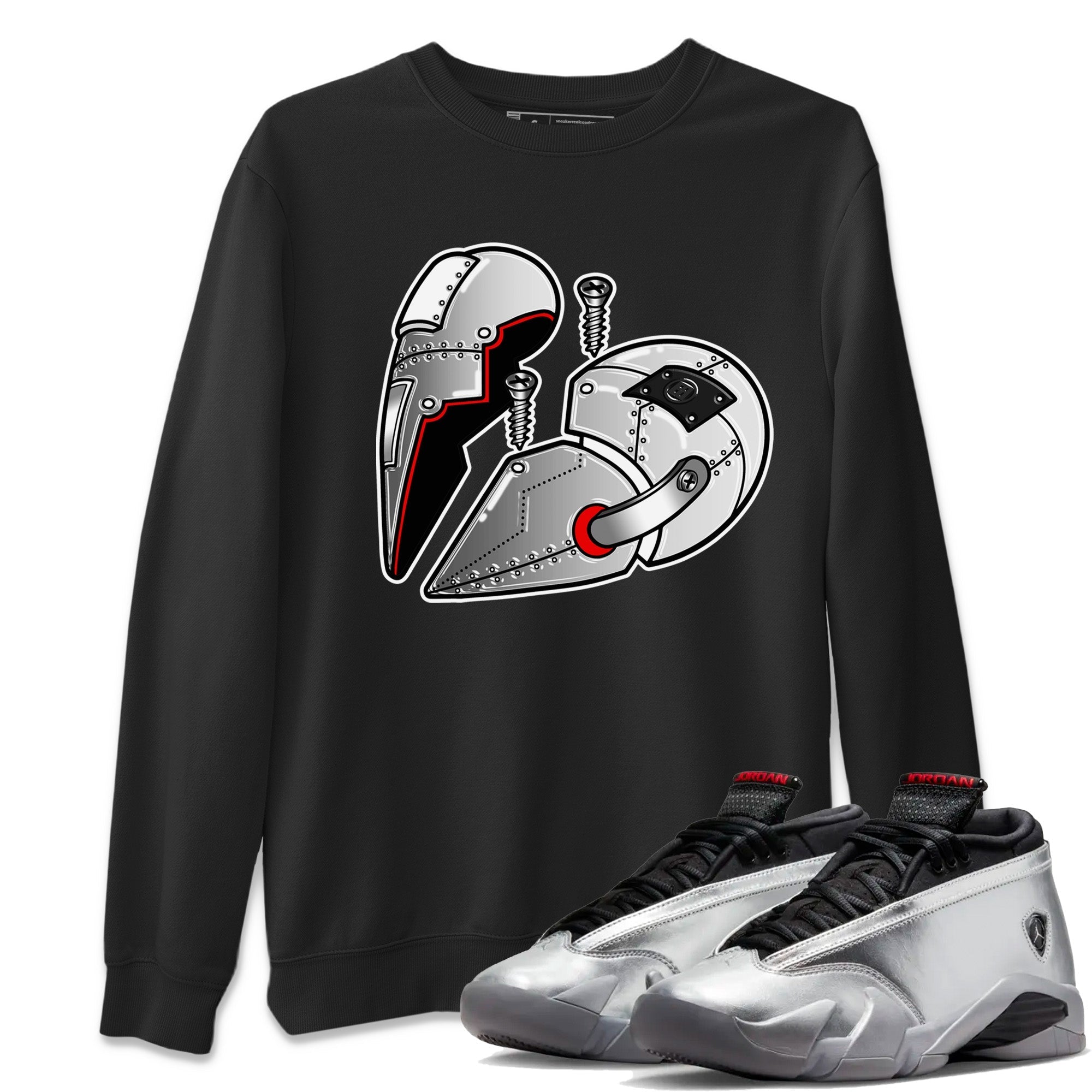 Metal Heart Unisex Tops - Air Jordan 14 Metallic Silver