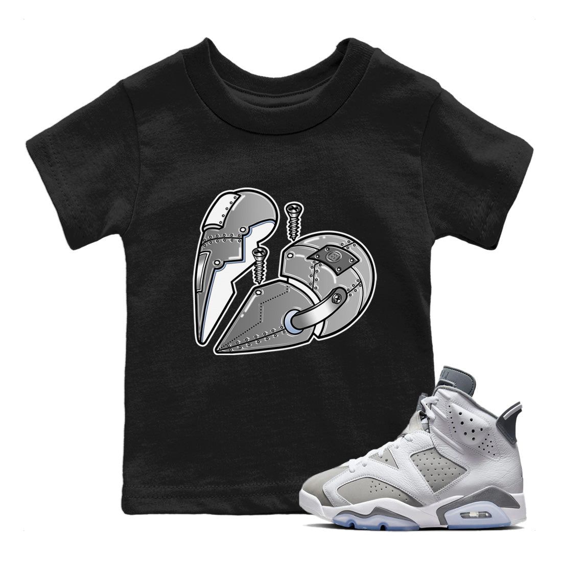 Metal Heart Kids Tops - Air Jordan 6 Cool Grey