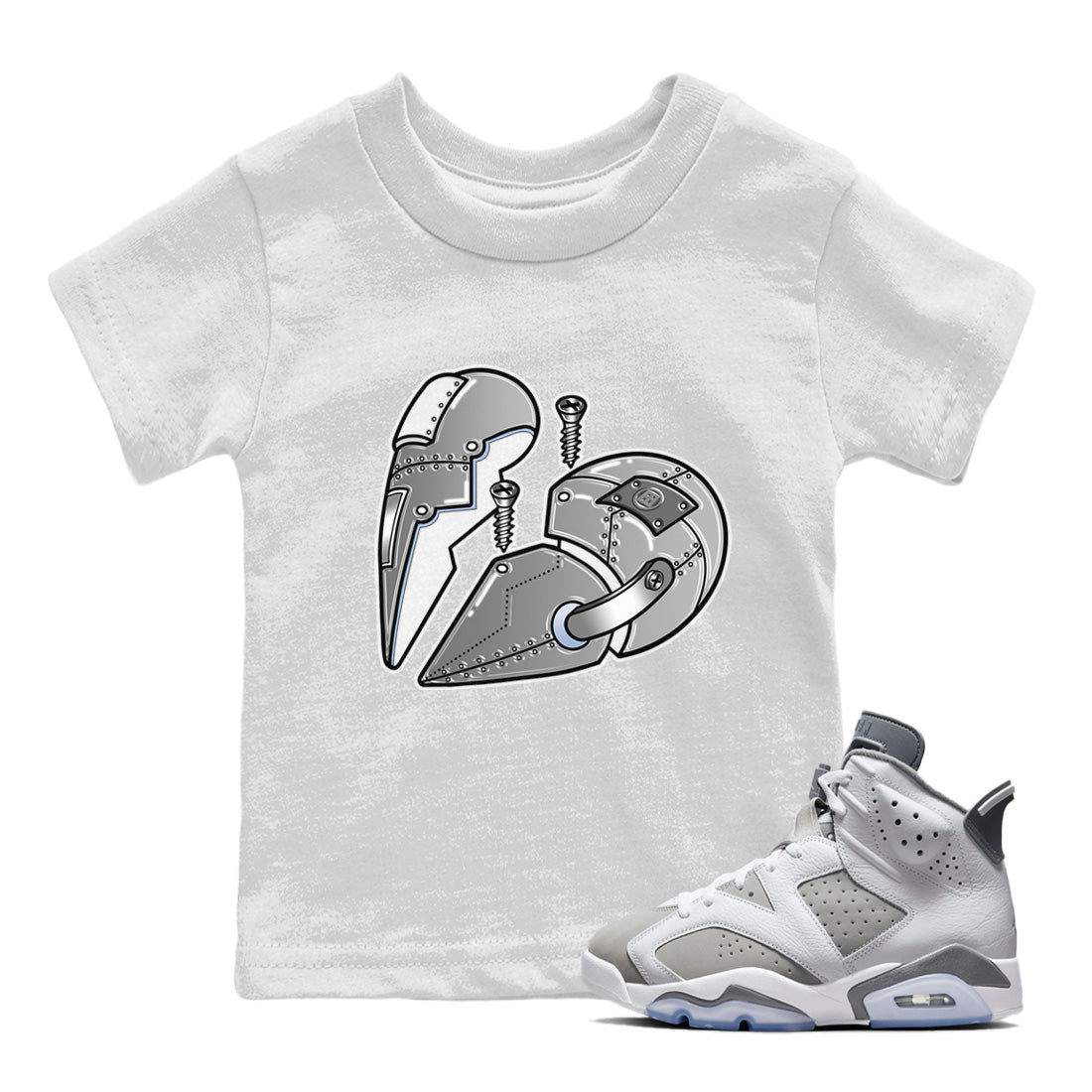 Metal Heart Kids Tops - Air Jordan 6 Cool Grey