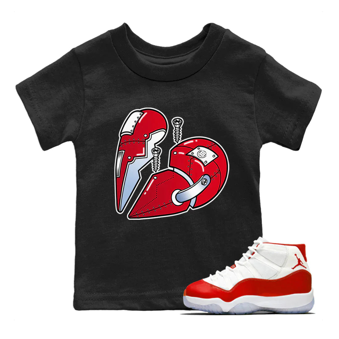 Metal Heart Kids Tops - Air Jordan 11 Cherry