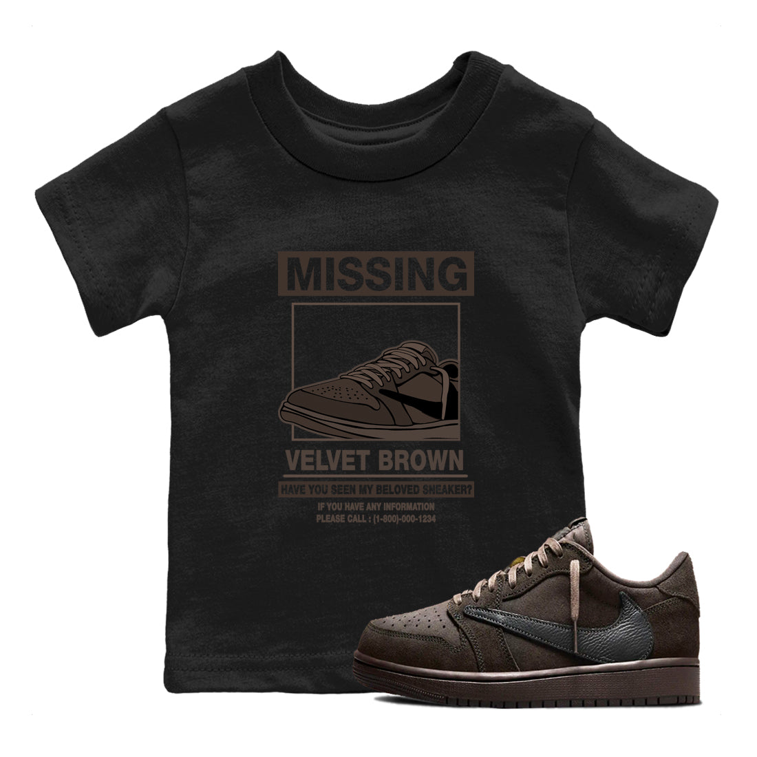 Missing snkmatch snkmatch Tees Kids - Air Jordan 1 Travis Scott Velvet Brown