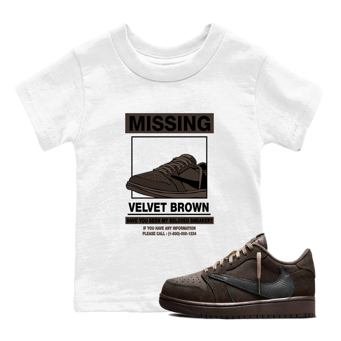 Missing snkmatch snkmatch Tees Kids - Air Jordan 1 Travis Scott Velvet Brown