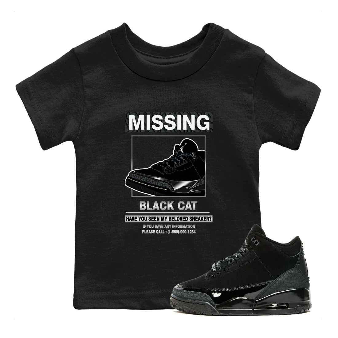 Missing snkmatch snkmatch Tees Kids - Air Jordan 3 Black Cat