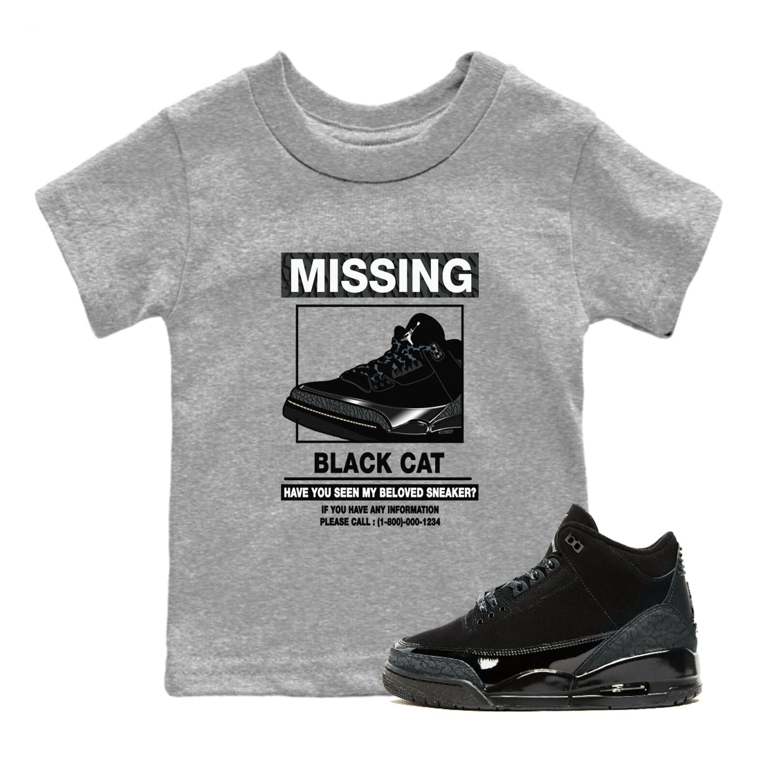Missing snkmatch snkmatch Tees Kids - Air Jordan 3 Black Cat