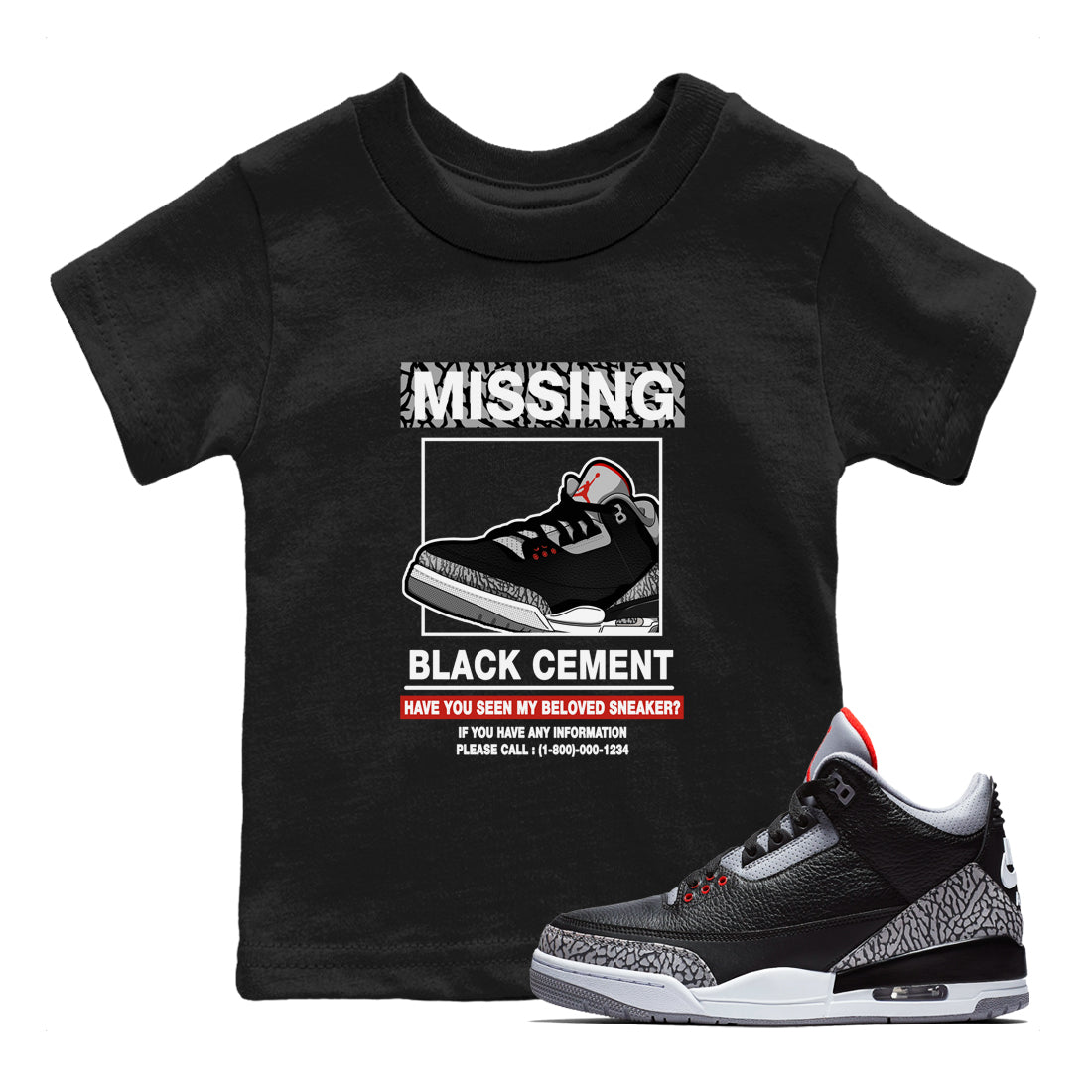 Missing snkmatch snkmatch Tees Kids - Air Jordan 3 Black Cement