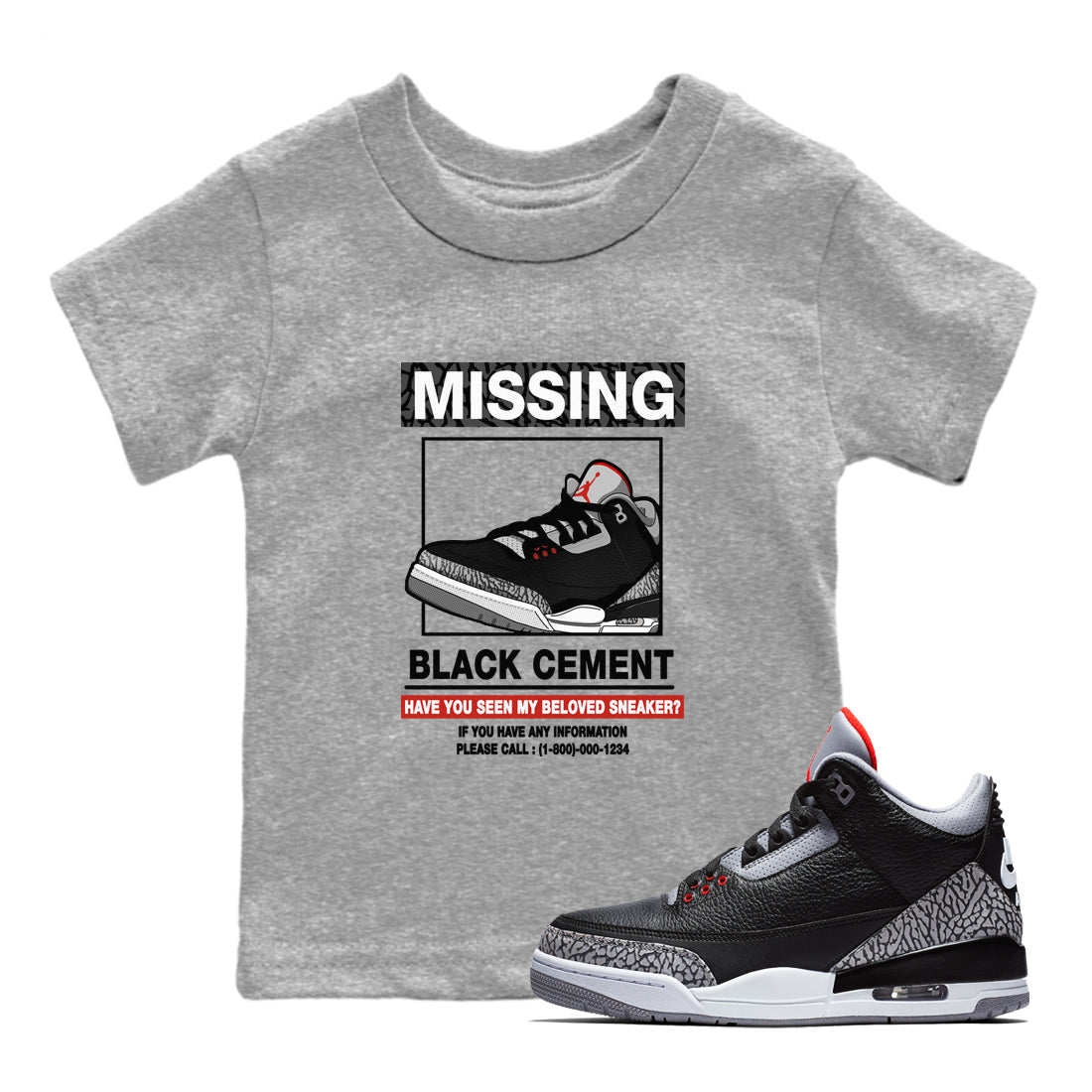 Missing snkmatch snkmatch Tees Kids - Air Jordan 3 Black Cement