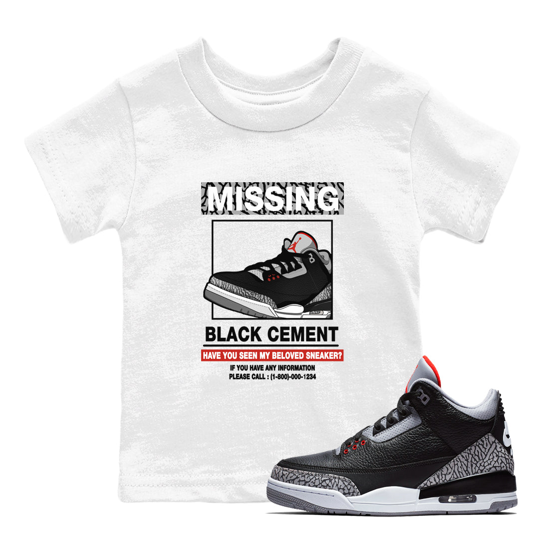 Missing snkmatch snkmatch Tees Kids - Air Jordan 3 Black Cement