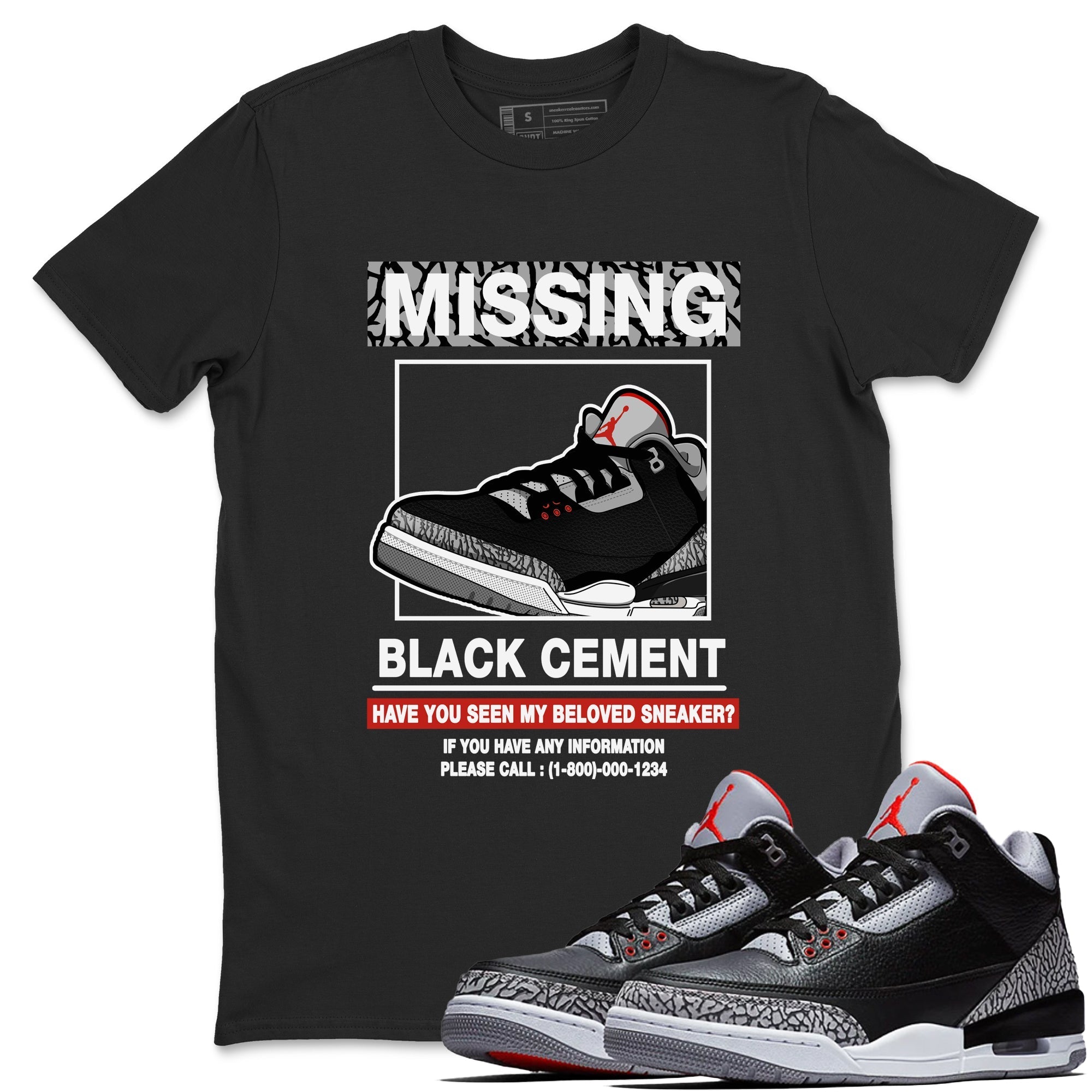 Missing snkmatch snkmatch Tees - Air Jordan 3 Black Cement