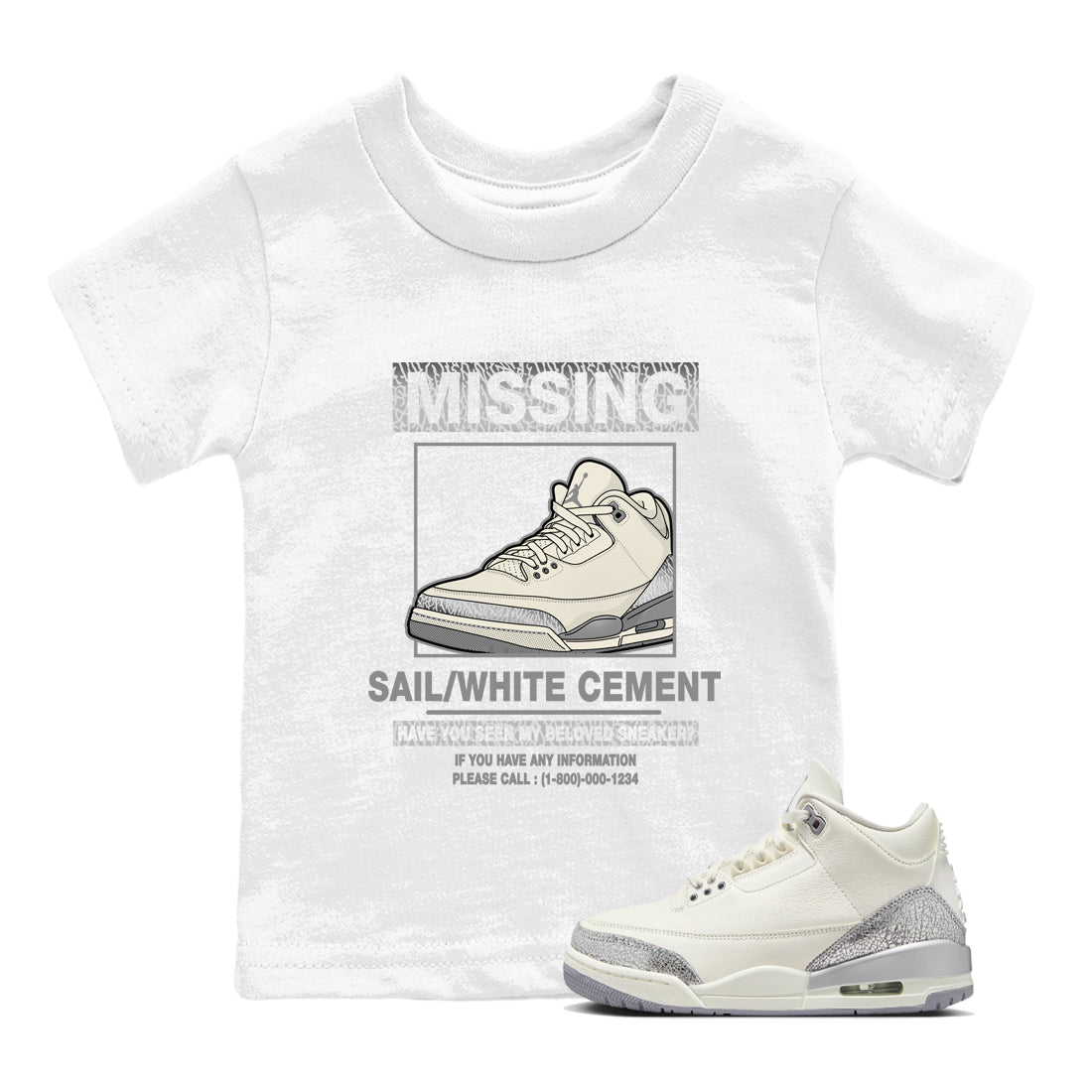 Missing snkmatch snkmatch Tees Kids - Air Jordan 3 Sail and Cement Grey