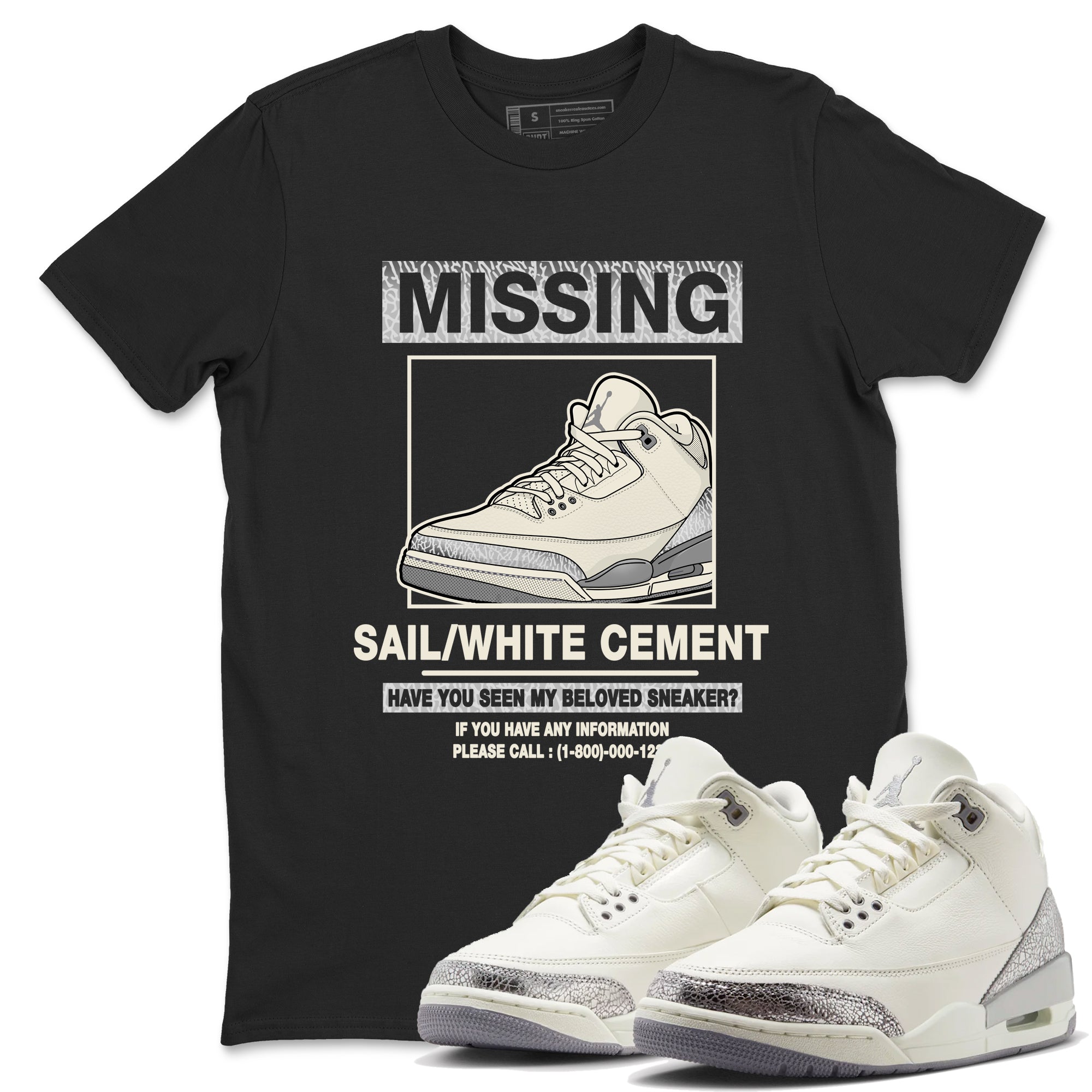 Missing snkmatch snkmatch Tees - Air Jordan 3 Sail and Cement Grey