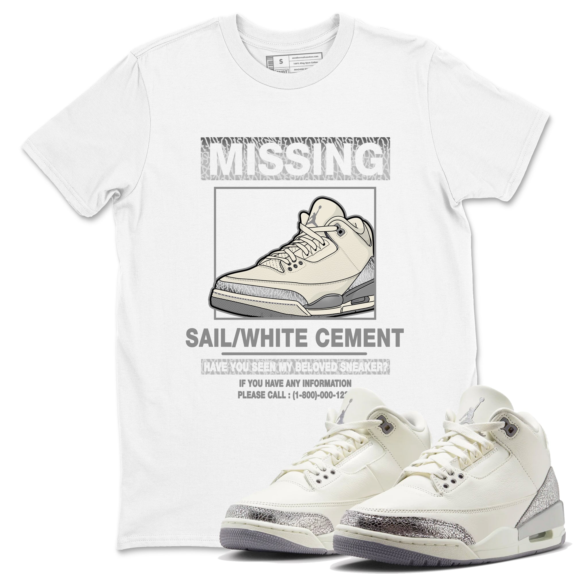 Missing snkmatch snkmatch Tees - Air Jordan 3 Sail and Cement Grey