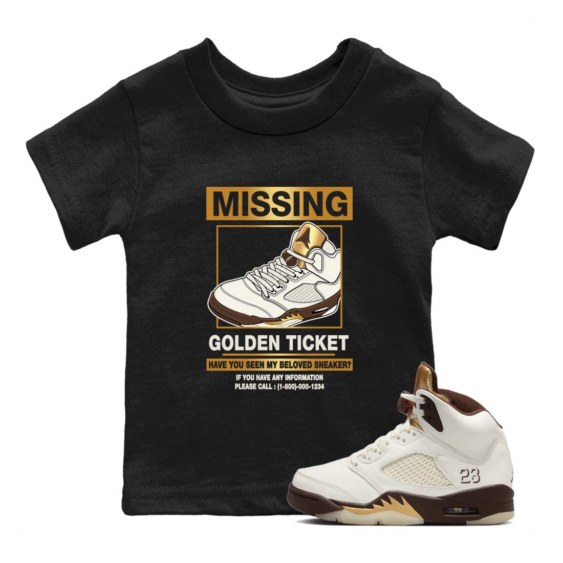 Missing snkmatch snkmatch Tees Kids - Air Jordan 5 Golden Ticket
