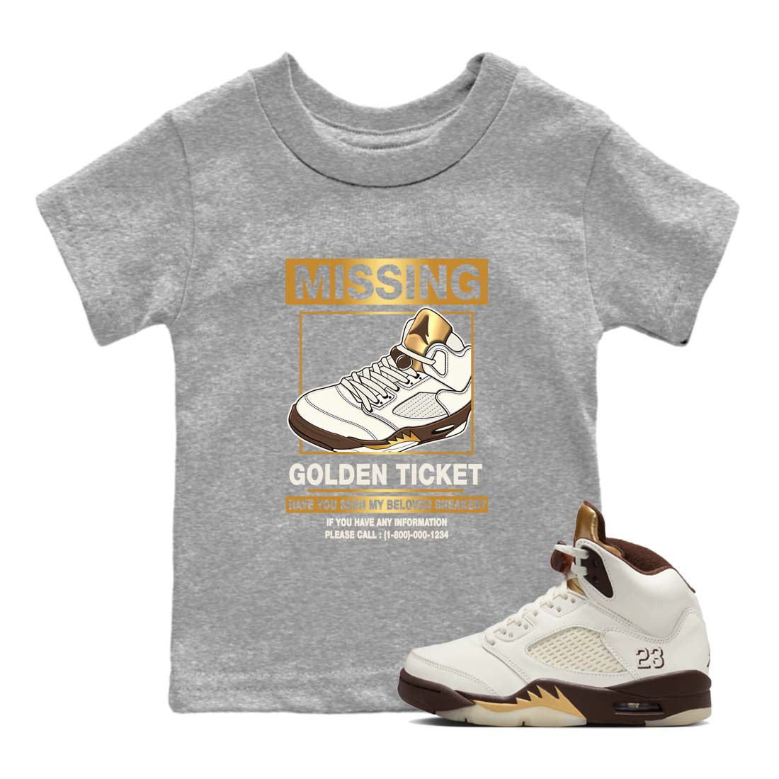 Missing snkmatch snkmatch Tees Kids - Air Jordan 5 Golden Ticket