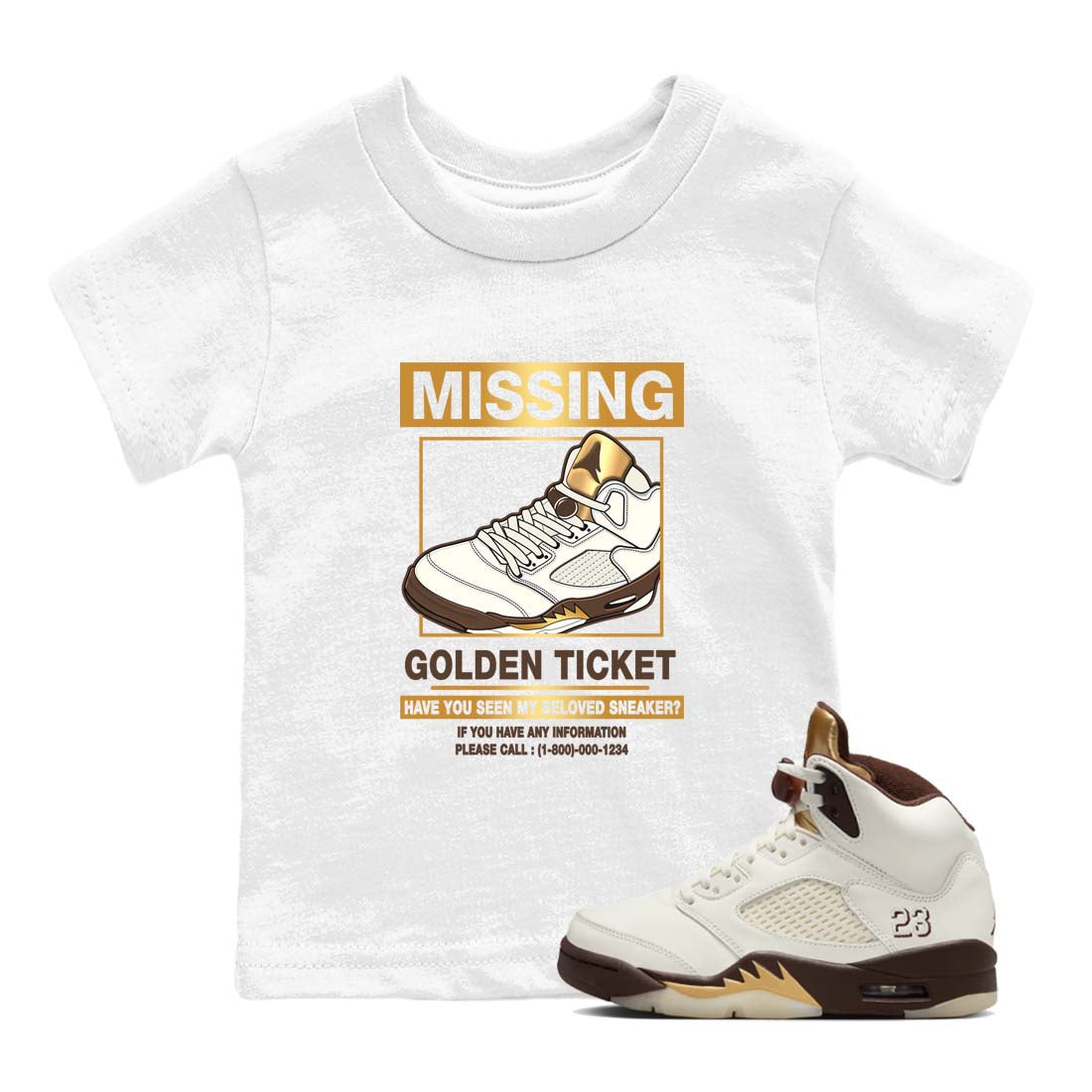 Missing snkmatch snkmatch Tees Kids - Air Jordan 5 Golden Ticket
