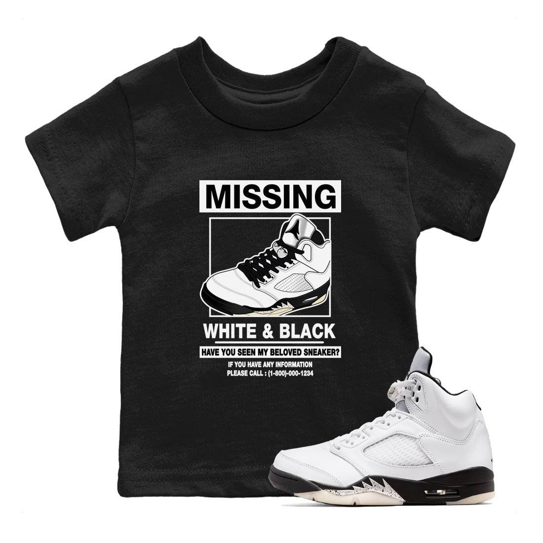 Missing snkmatch snkmatch Tees Kids - Air Jordan 5 White Black