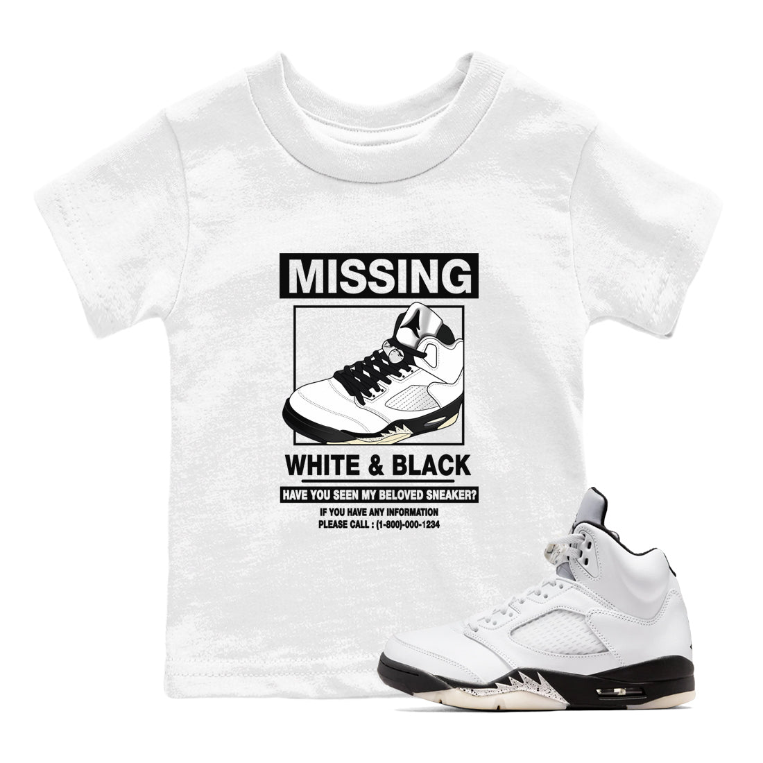 Missing snkmatch snkmatch Tees Kids - Air Jordan 5 White Black