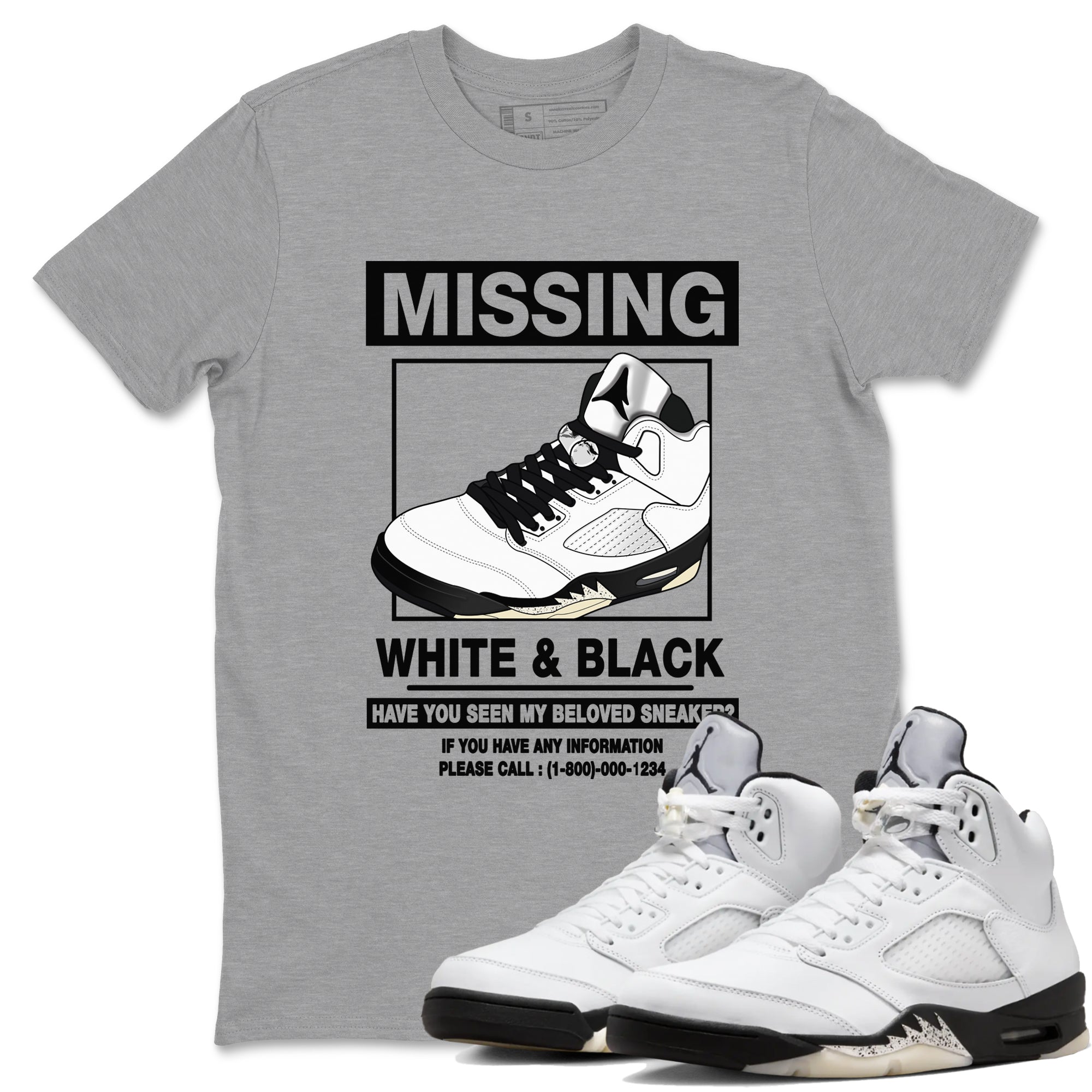 Missing snkmatch snkmatch Tees - Air Jordan 5 White Black