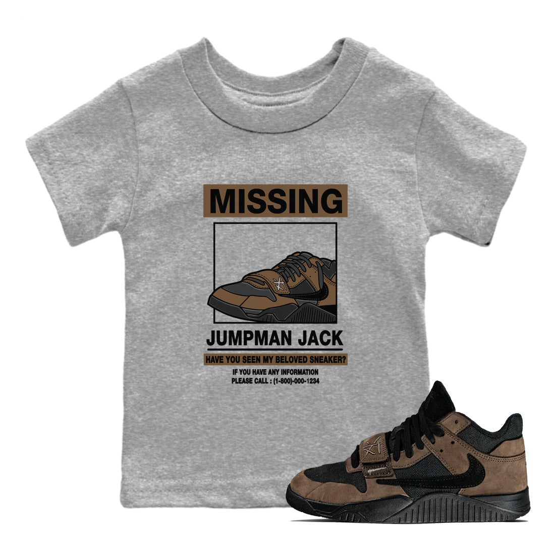 Missing snkmatch snkmatch Tees Kids - Jordan Jumpman Jack Travis Scott Dark Mocha