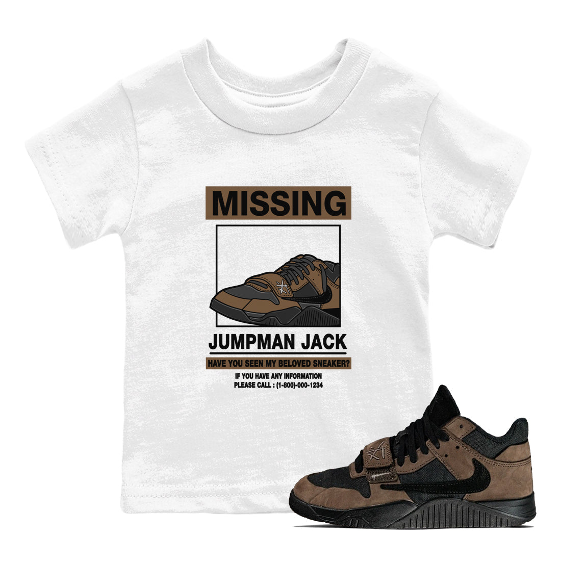 Missing snkmatch snkmatch Tees Kids - Jordan Jumpman Jack Travis Scott Dark Mocha
