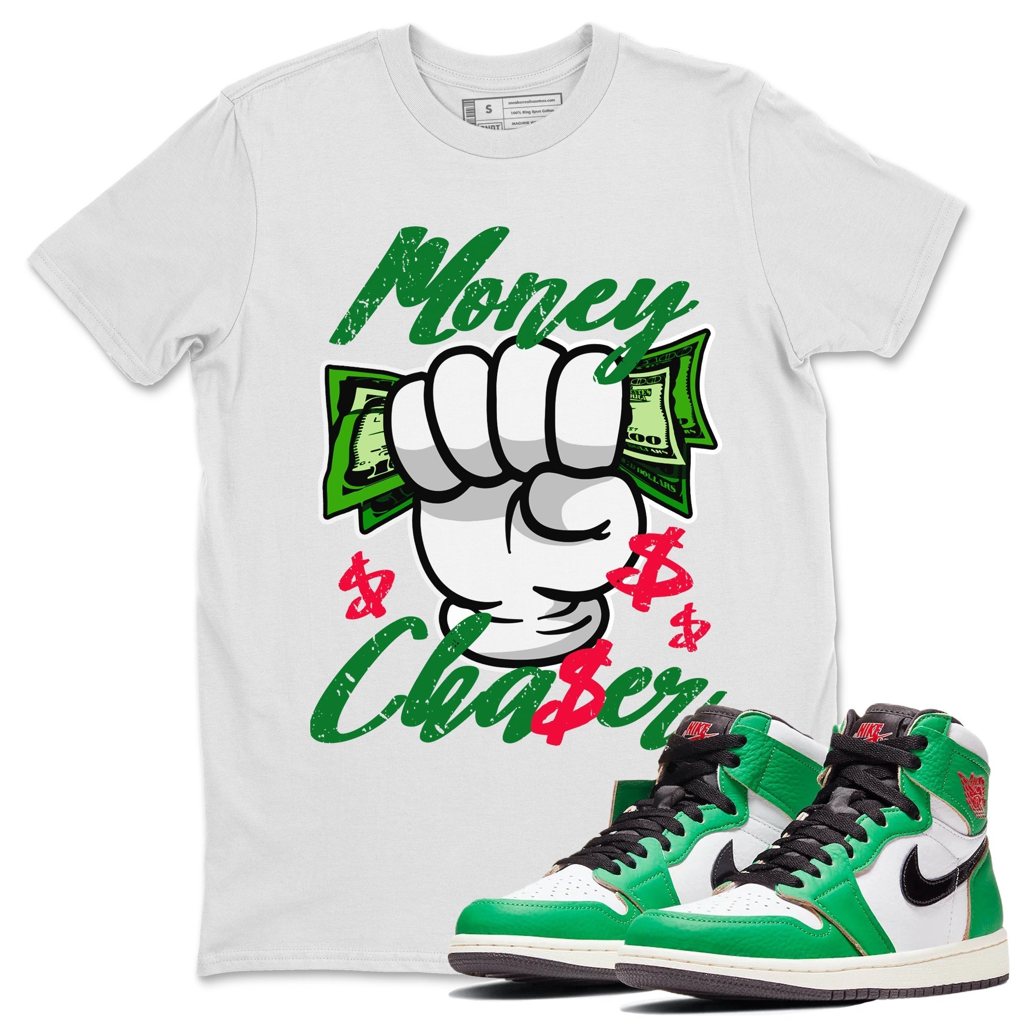 Money Chaser Unisex Tops - Air Jordan 1 Lucky Green