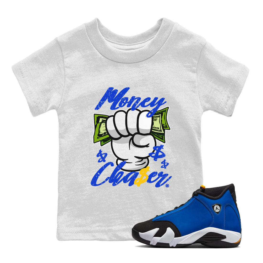 Money Chaser Kids Tops - Air Jordan 14 Laney