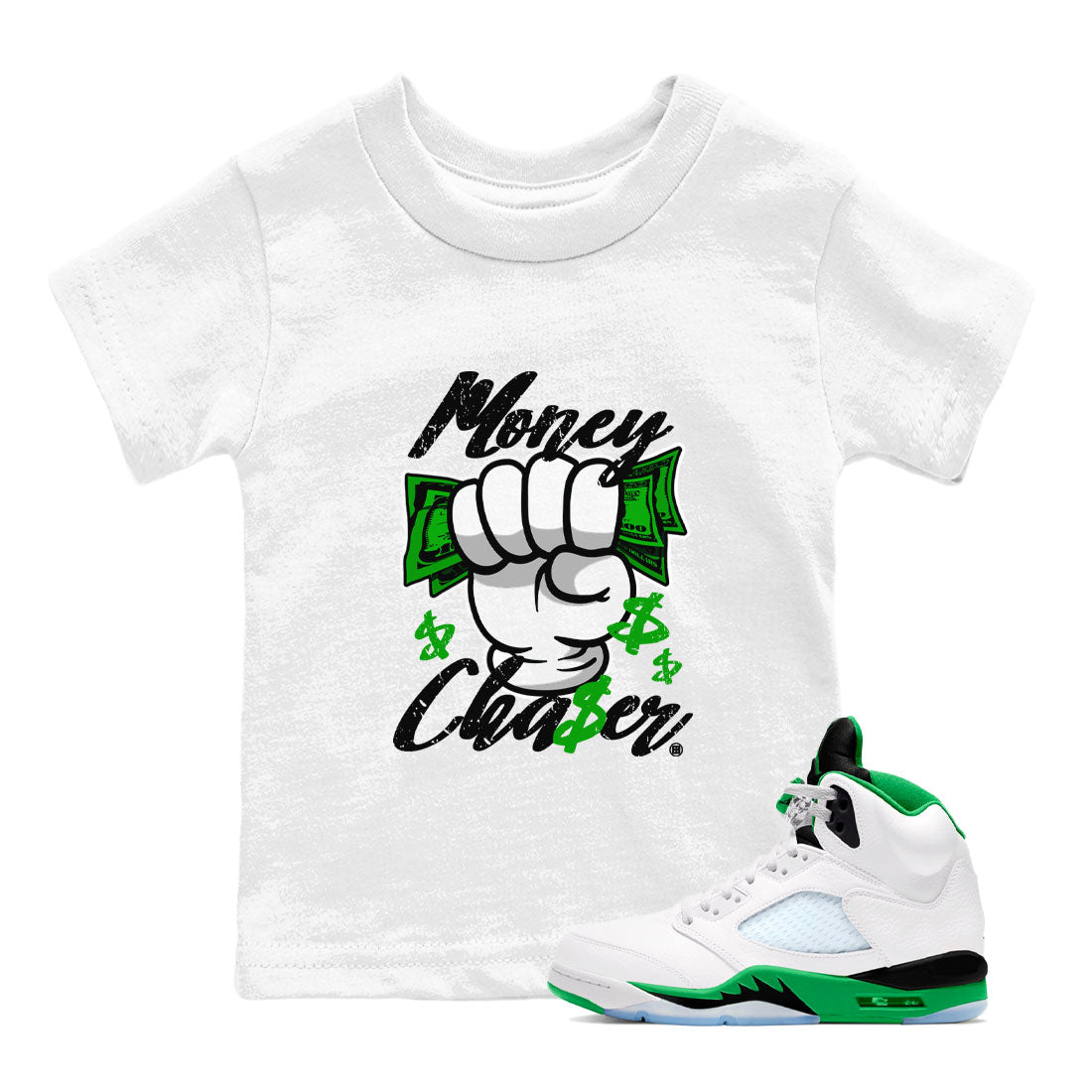 Money Chaser snkmatch Tee Kids - Air Jordan 5 Lucky Green