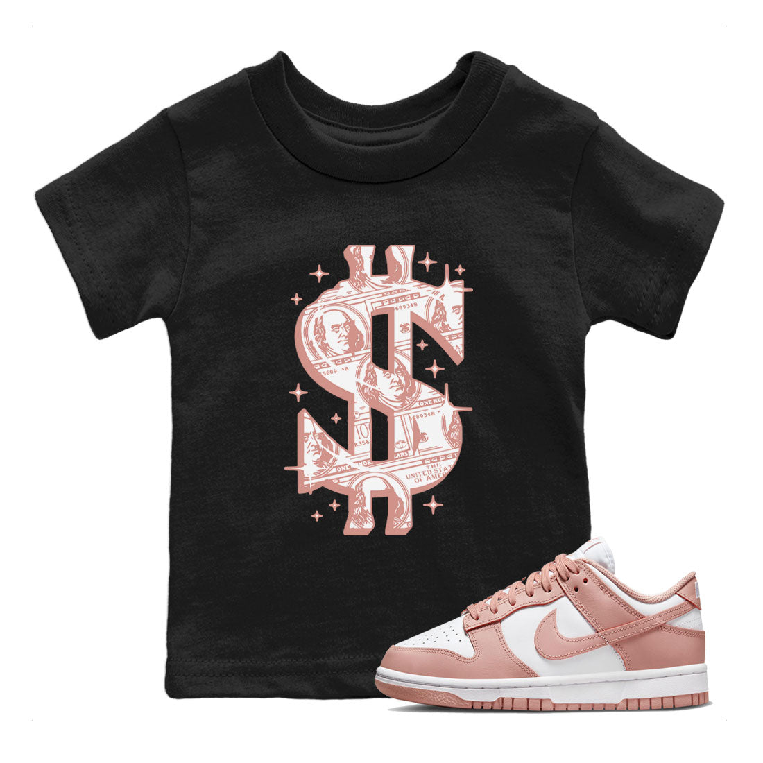 Money Dollar snkmatch Tee Kids - Dunk Rose Whisper