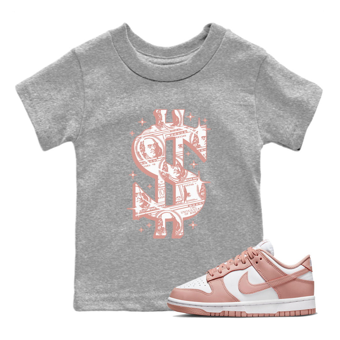 Money Dollar snkmatch Tee Kids - Dunk Rose Whisper