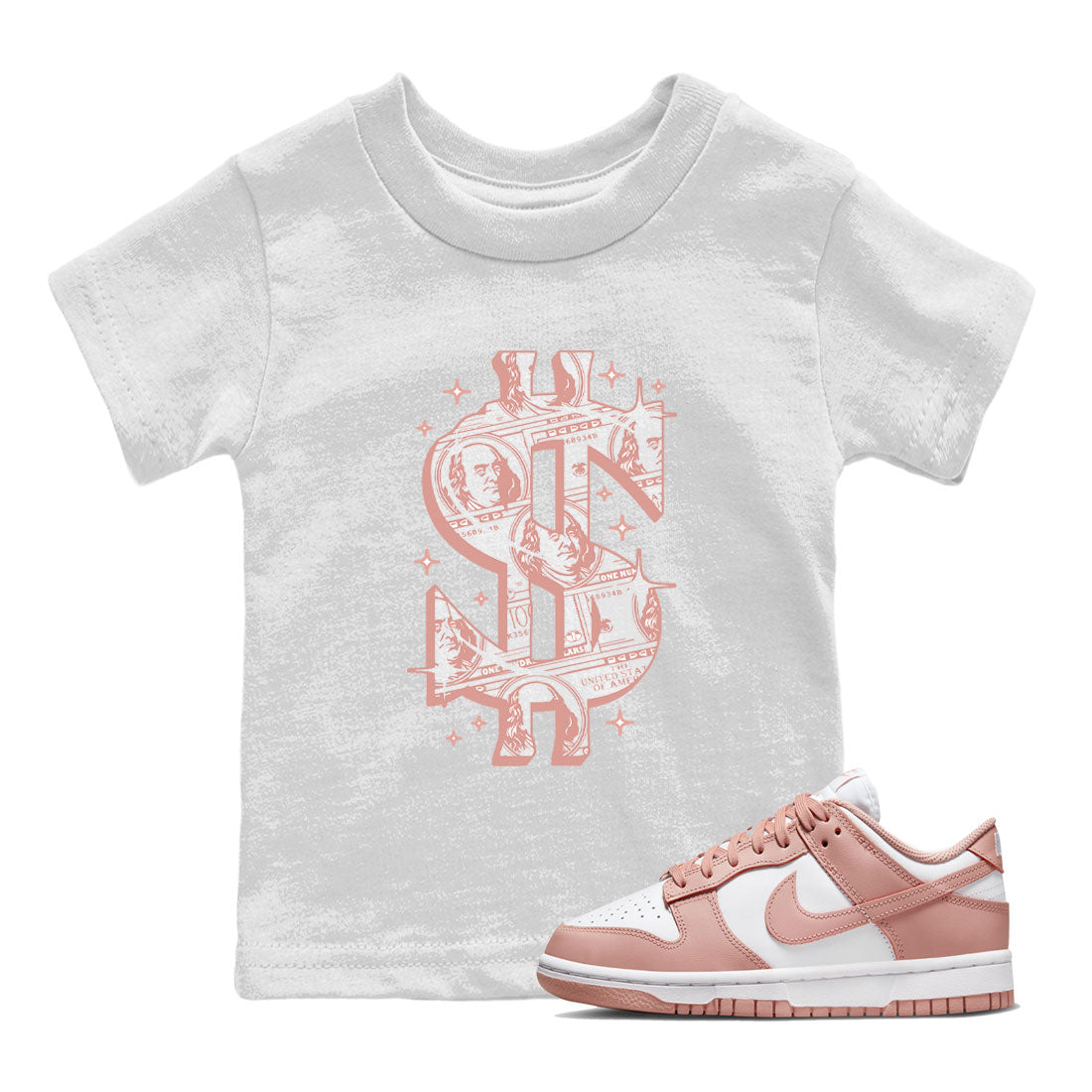 Money Dollar snkmatch Tee Kids - Dunk Rose Whisper