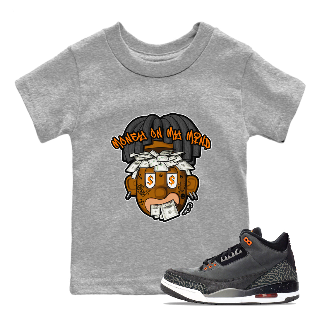 Money On My Mind snkmatch Tee Kids - Air Jordan 3 Fear