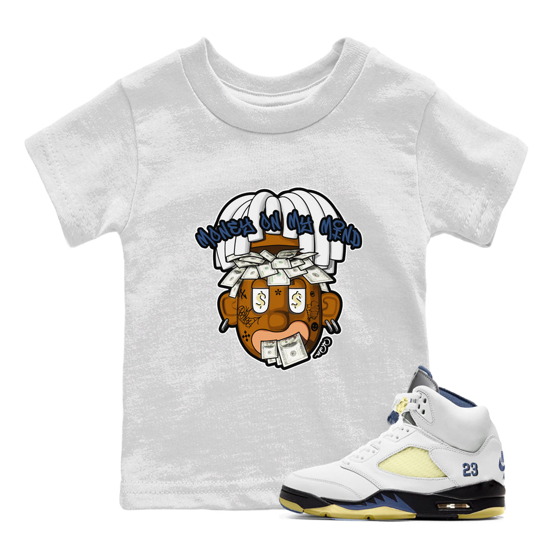 Money On My Mind snkmatch Tee Kids - Air Jordan 5 A Ma Maniere x Photon Dust