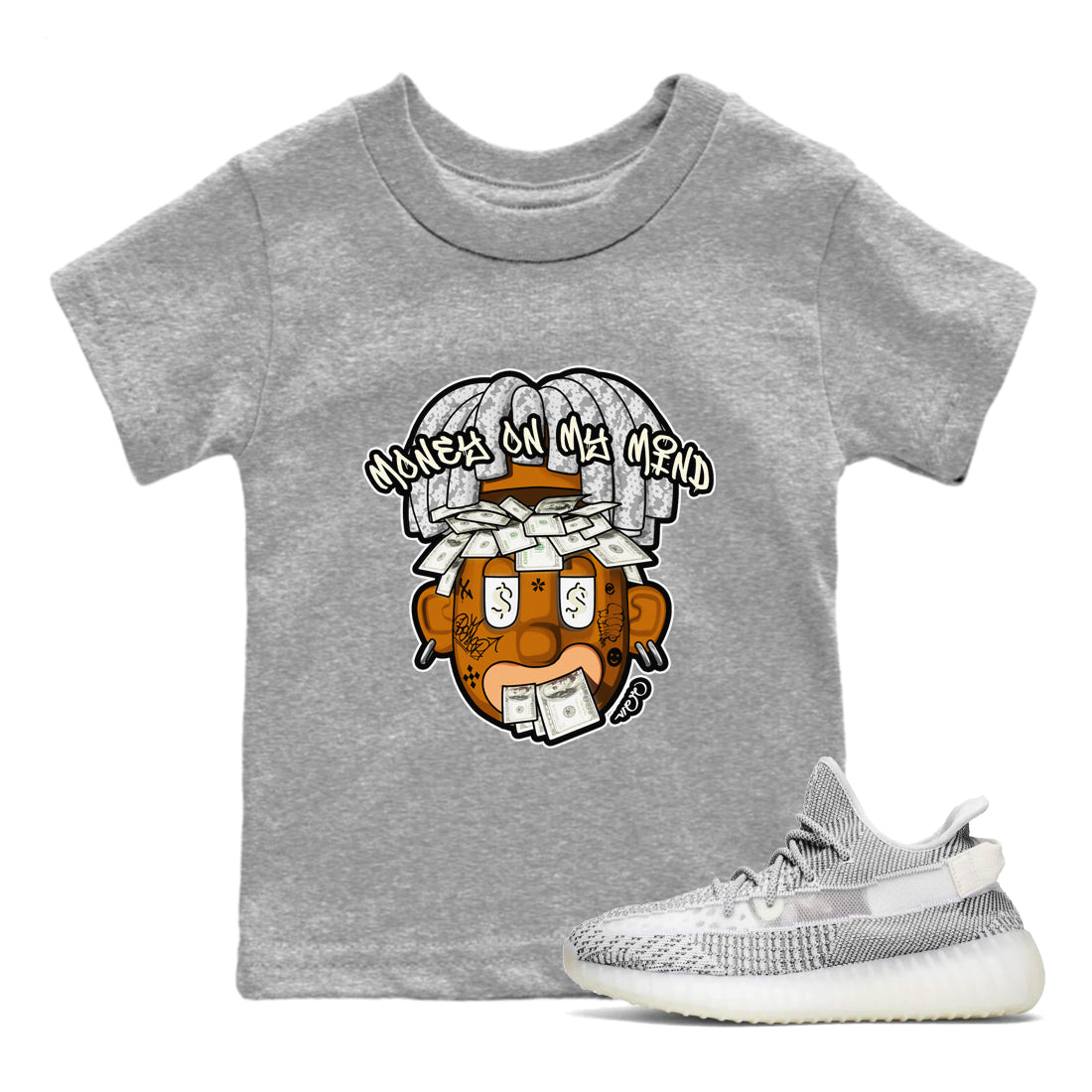 Money On My Mind snkmatch Tee Kids - Yeezy 350 Static