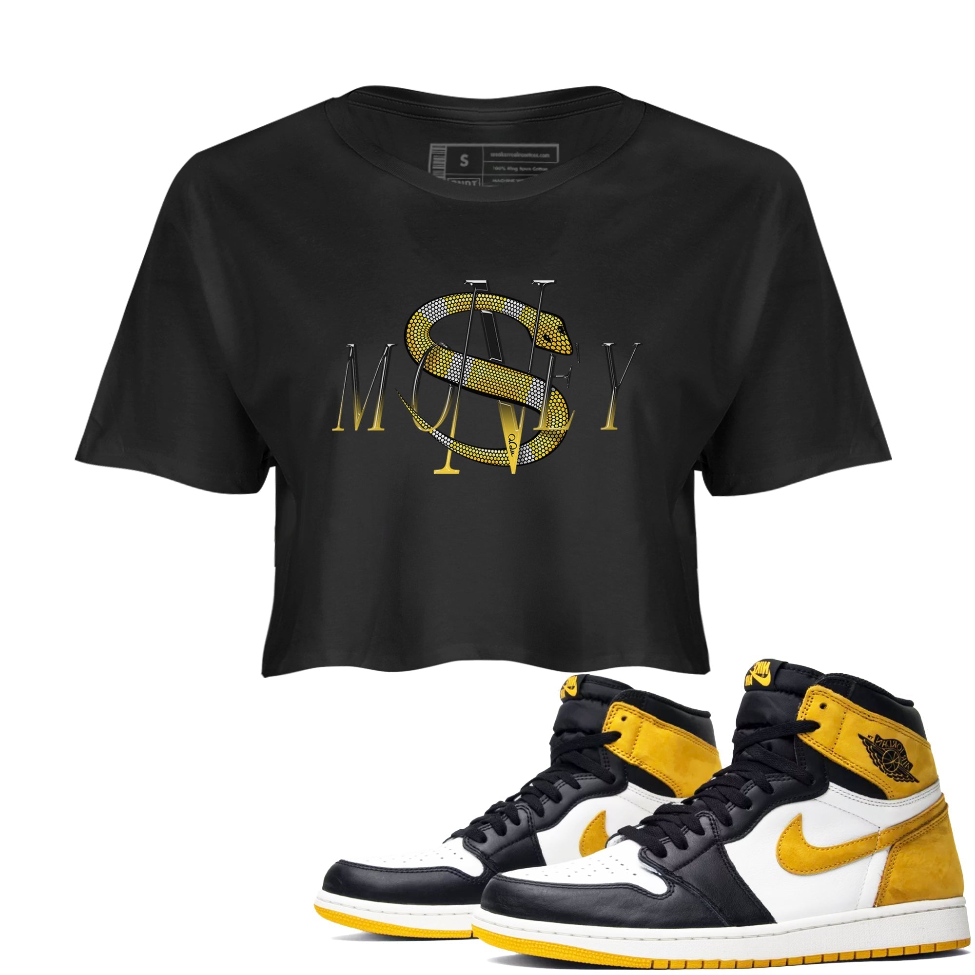Money Snake snkmatch Women's Top - Air Jordan 1 Yellow Ochre