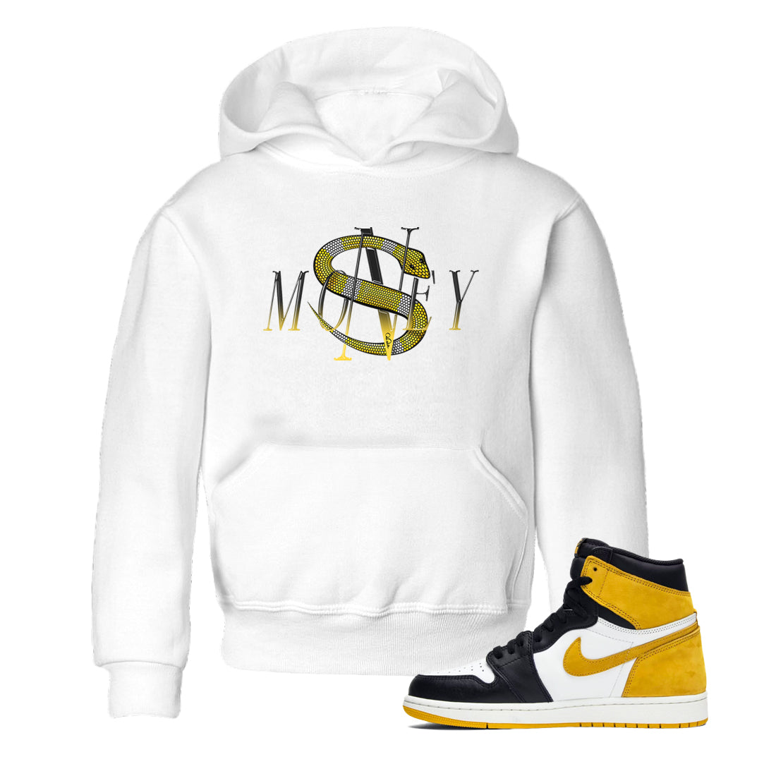 Money Snake snkmatch Tees Kids - Air Jordan 1 Yellow Ochre