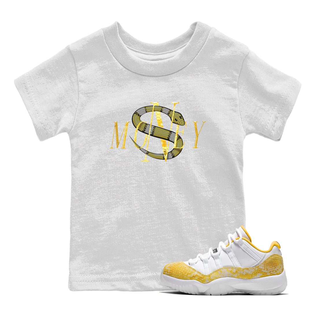 Money Snake Kids Tops - Air Jordan 11 Yellow Python