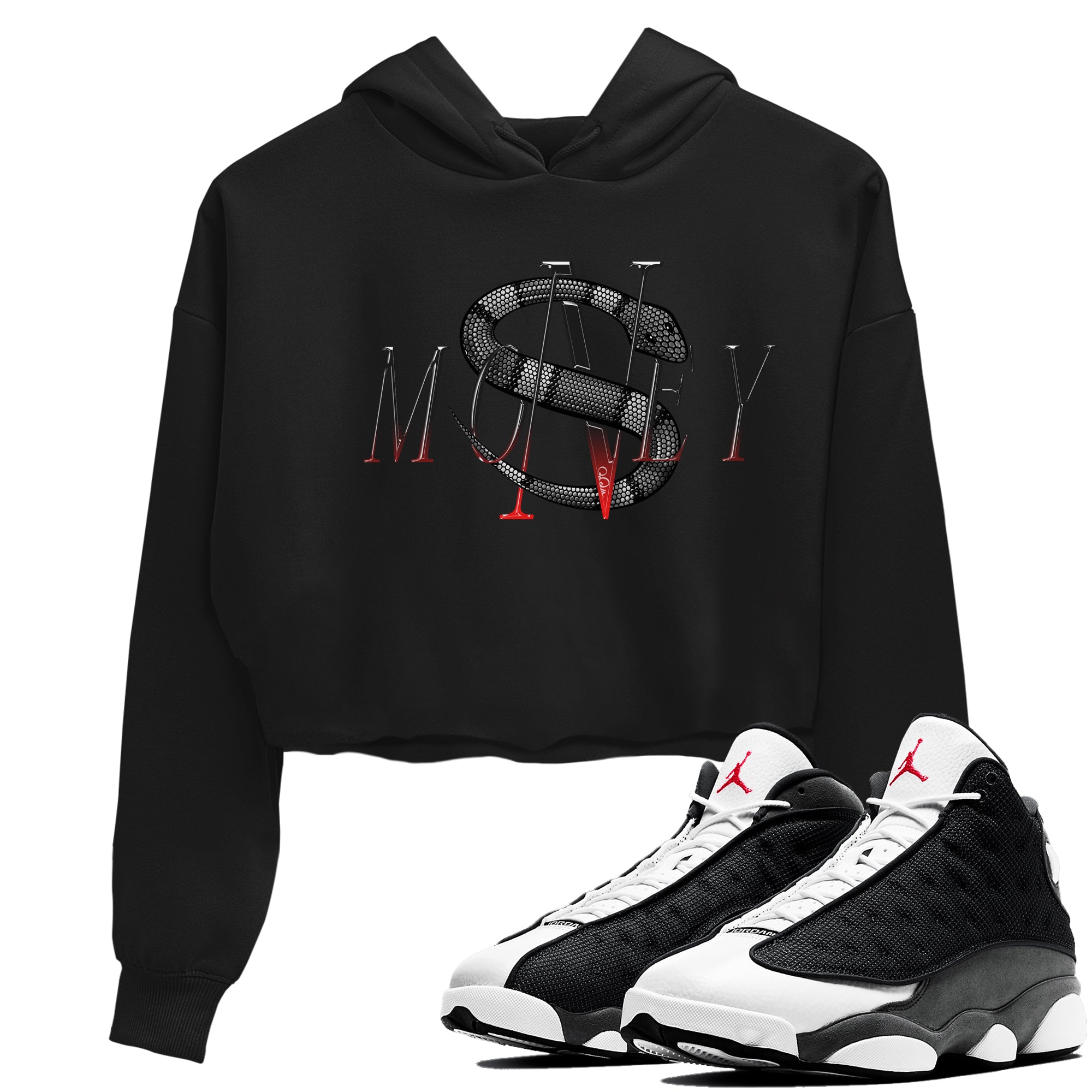 Money Snake Women's Tops - Air Jordan 13 Black Flint