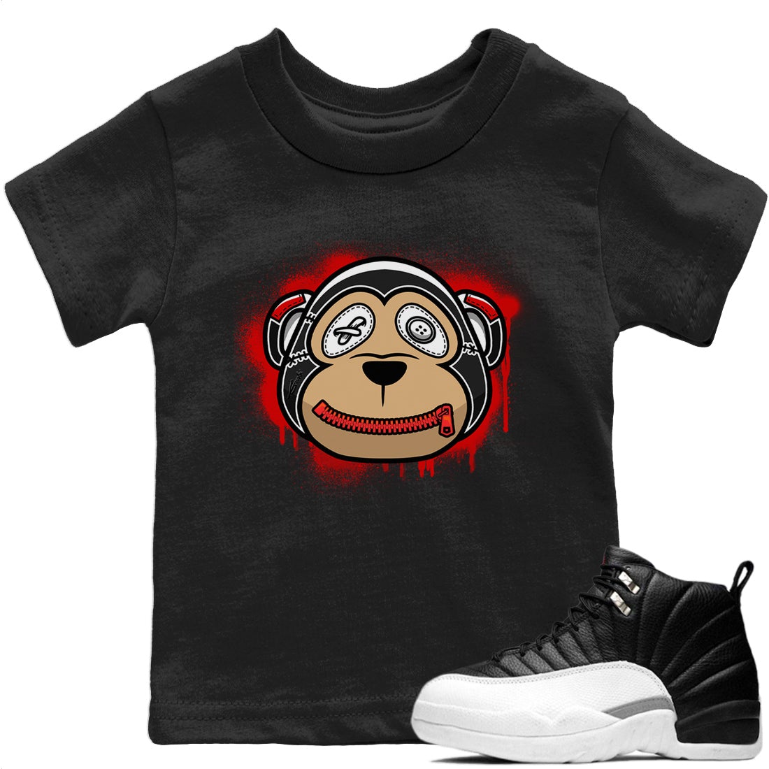 Monkey Face Kids Tops - Air Jordan 12 Playoffs
