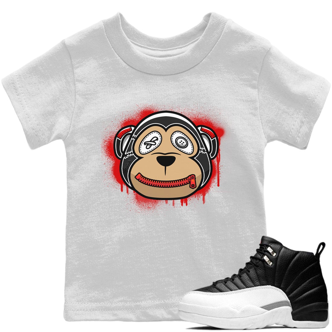 Monkey Face Kids Tops - Air Jordan 12 Playoffs