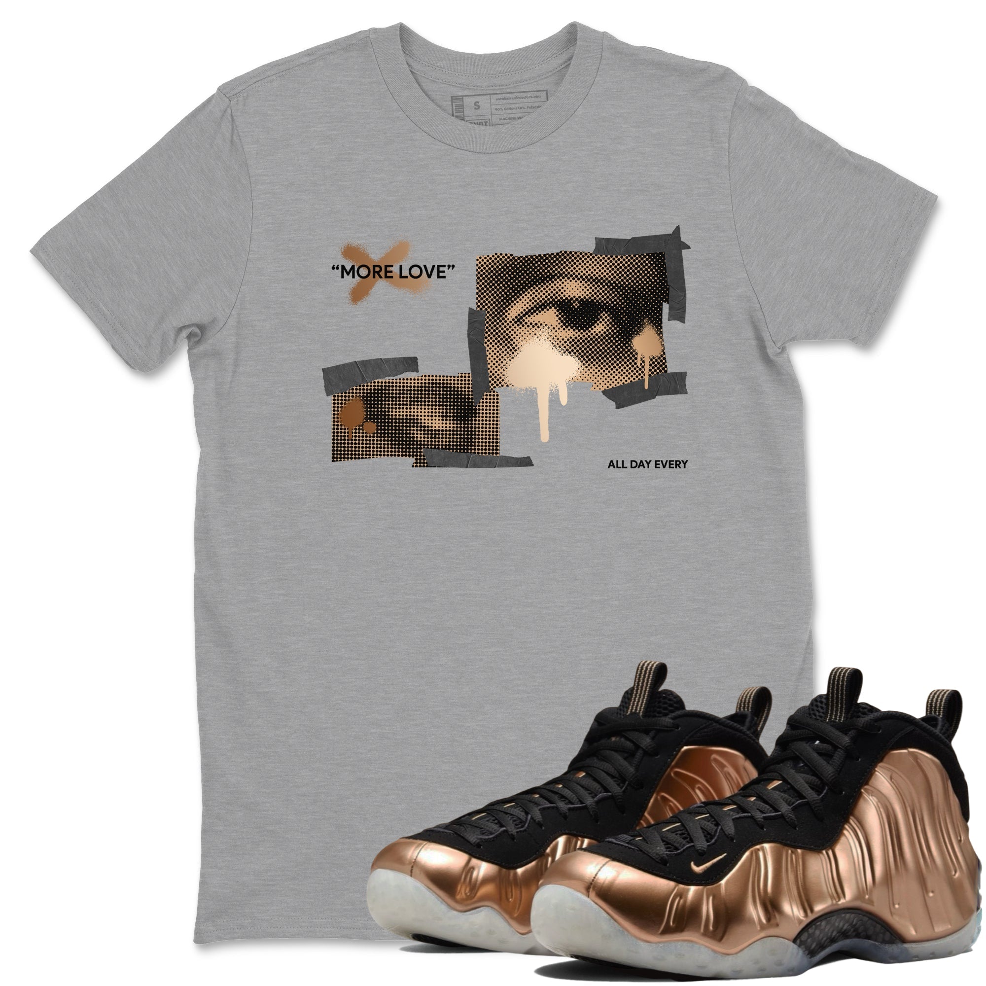 More Love snkmatch Tees - Air Foamposite One Metallic Copper