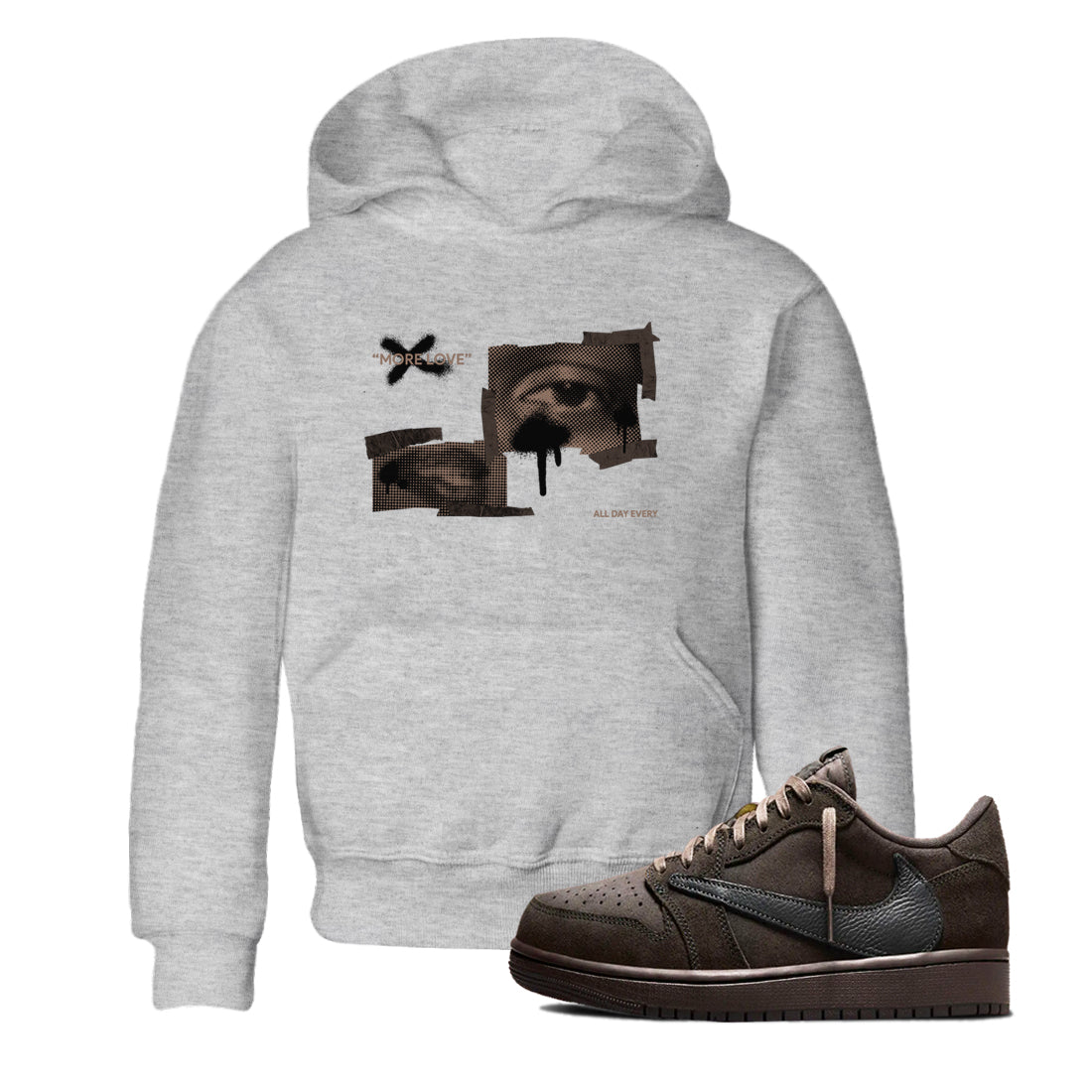 More Love snkmatch Tees Kids - Air Jordan 1 Travis Scott Velvet Brown
