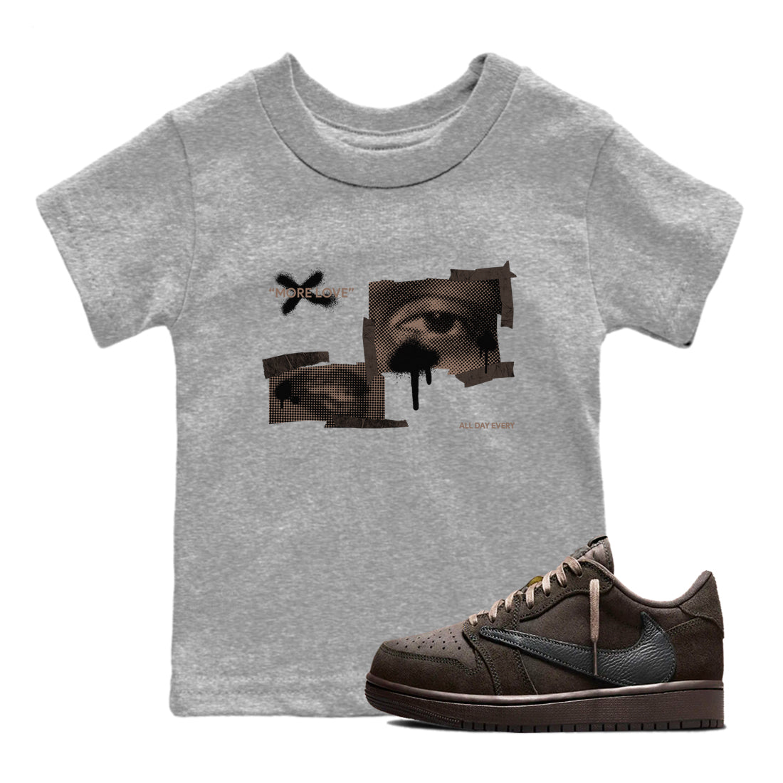 More Love snkmatch Tees Kids - Air Jordan 1 Travis Scott Velvet Brown