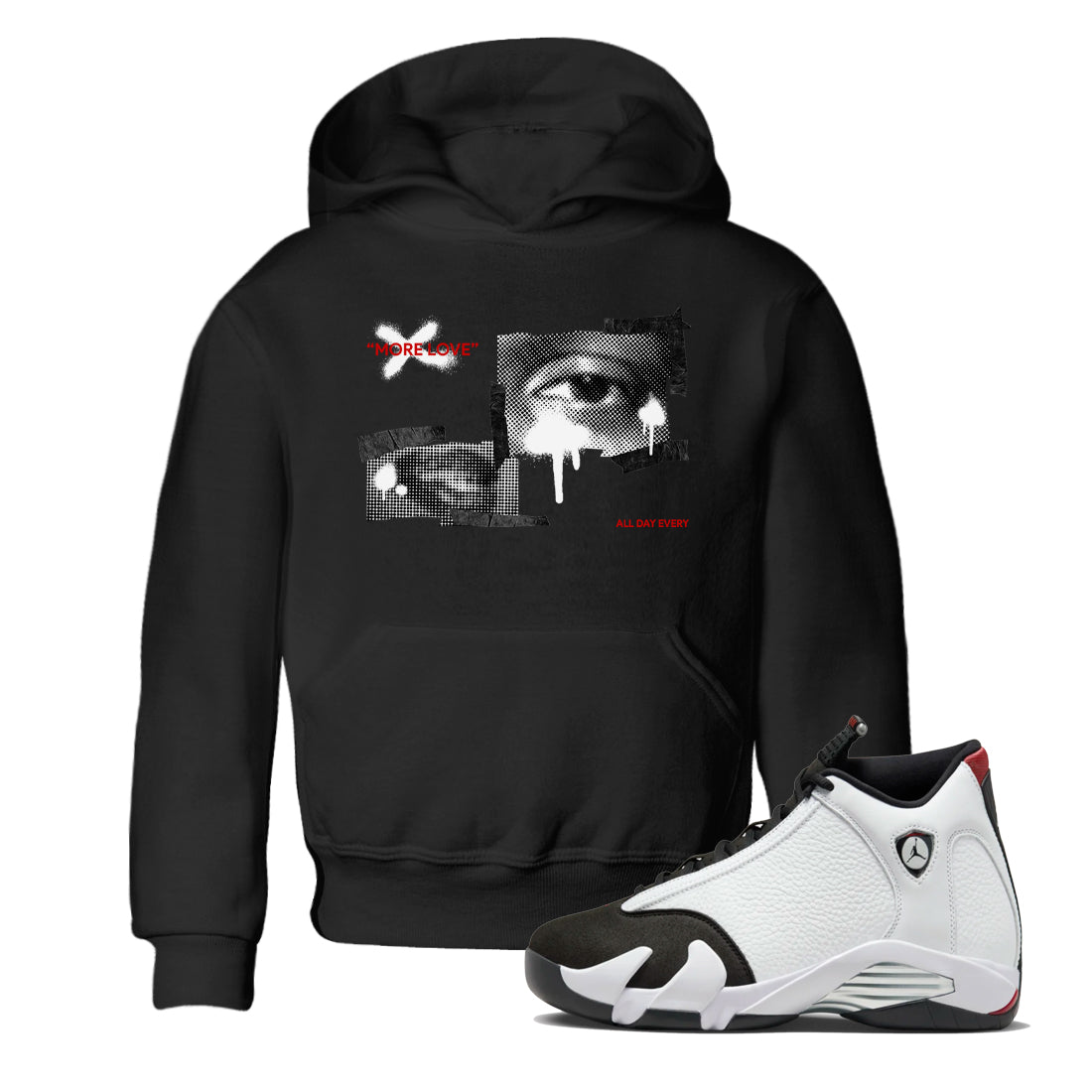 More Love snkmatch Tees Kids - Air Jordan 14 Black Toe