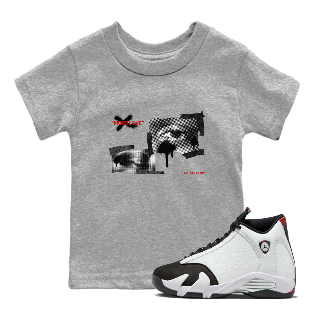 More Love snkmatch Tees Kids - Air Jordan 14 Black Toe