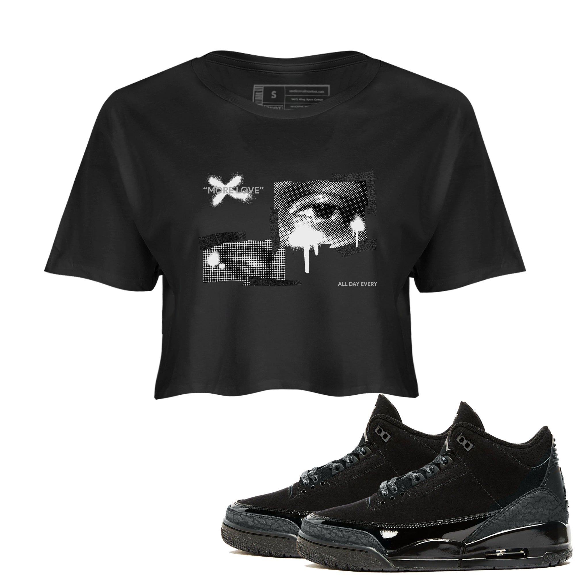 More Love snkmatch Women's Top - Air Jordan 3 Black Cat