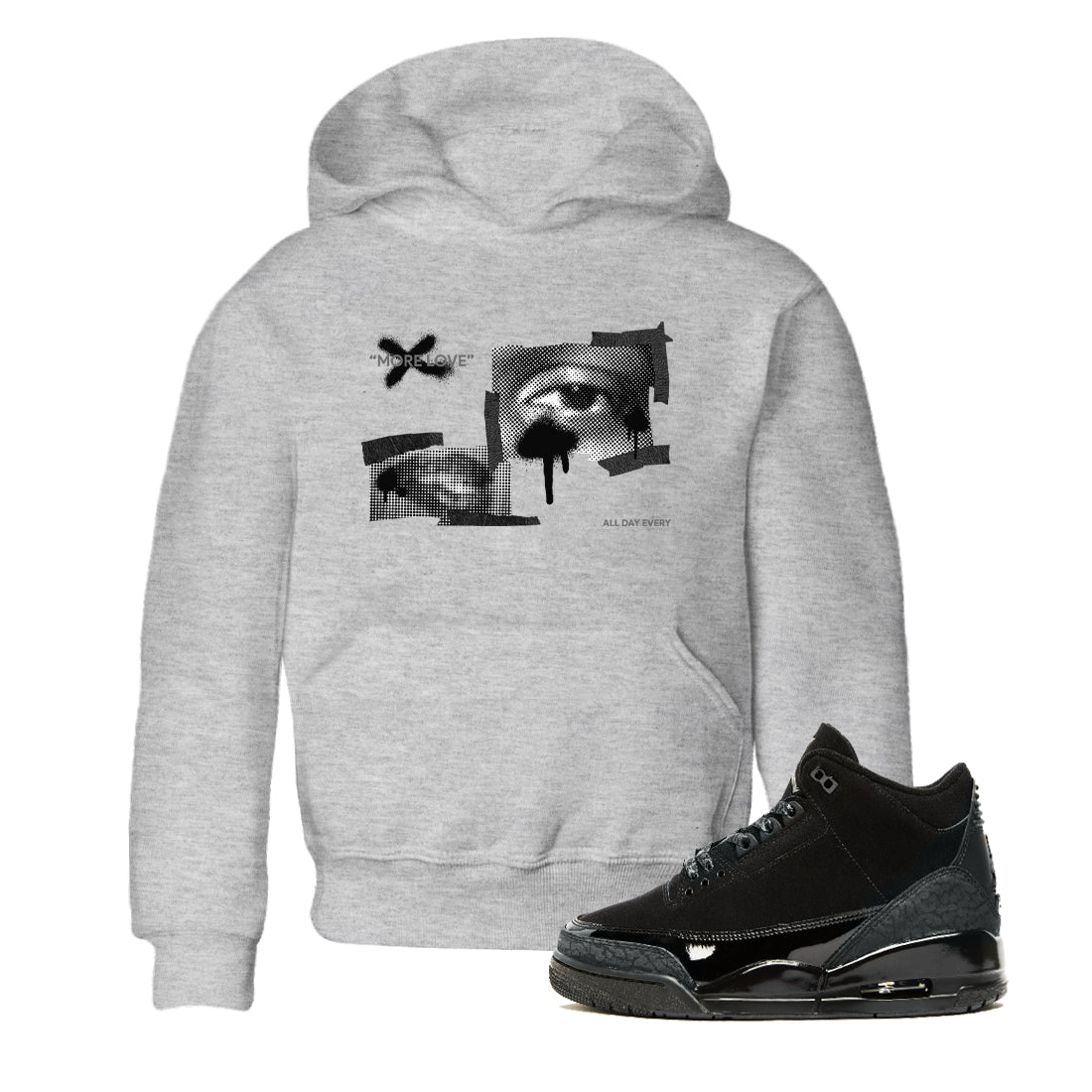 More Love snkmatch Tees Kids - Air Jordan 3 Black Cat